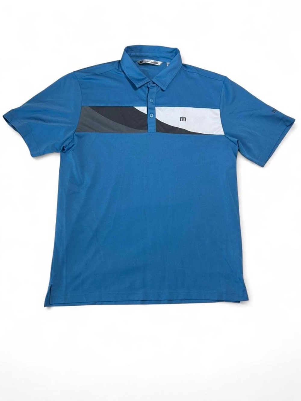 TravisMathew Blue Golf Polo Colorblock Performance Shirt L